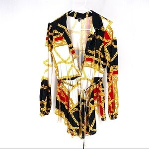 Impulsive Women's Gold Chains Print Mini Dress- S & L